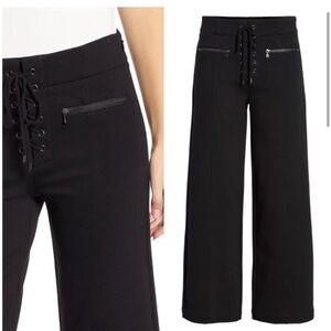 PAIGE  Nellie Lace-Up Black Culotte Crop High Rise Pants Size 26